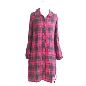 Soft Surroundings Bennington plaid tunic dress lightwght Ruffled sz S lumberjane